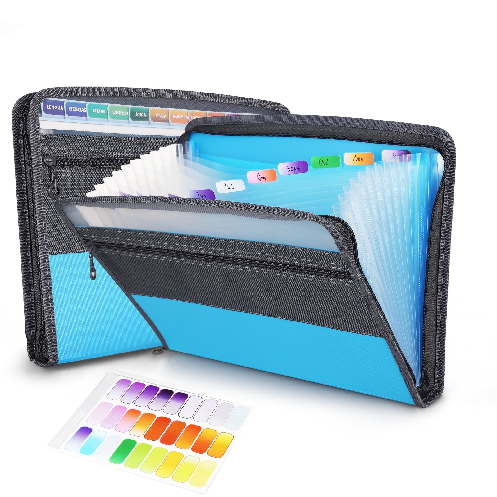 13 Pocket Expanding File Folder with Sticky Labels, Accordion File