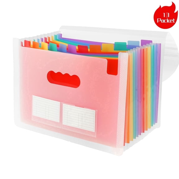 PLNYA 13-Pocket Expandable Accordion File Folder, Letter/A4 Document Organizer Wallet with Color Coded Index Tabs for Home School Office Business