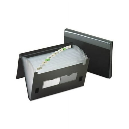 13-Pocket File 4" Expansion, 13 Sections, 1/13-Cut Tab, Letter Size, Black