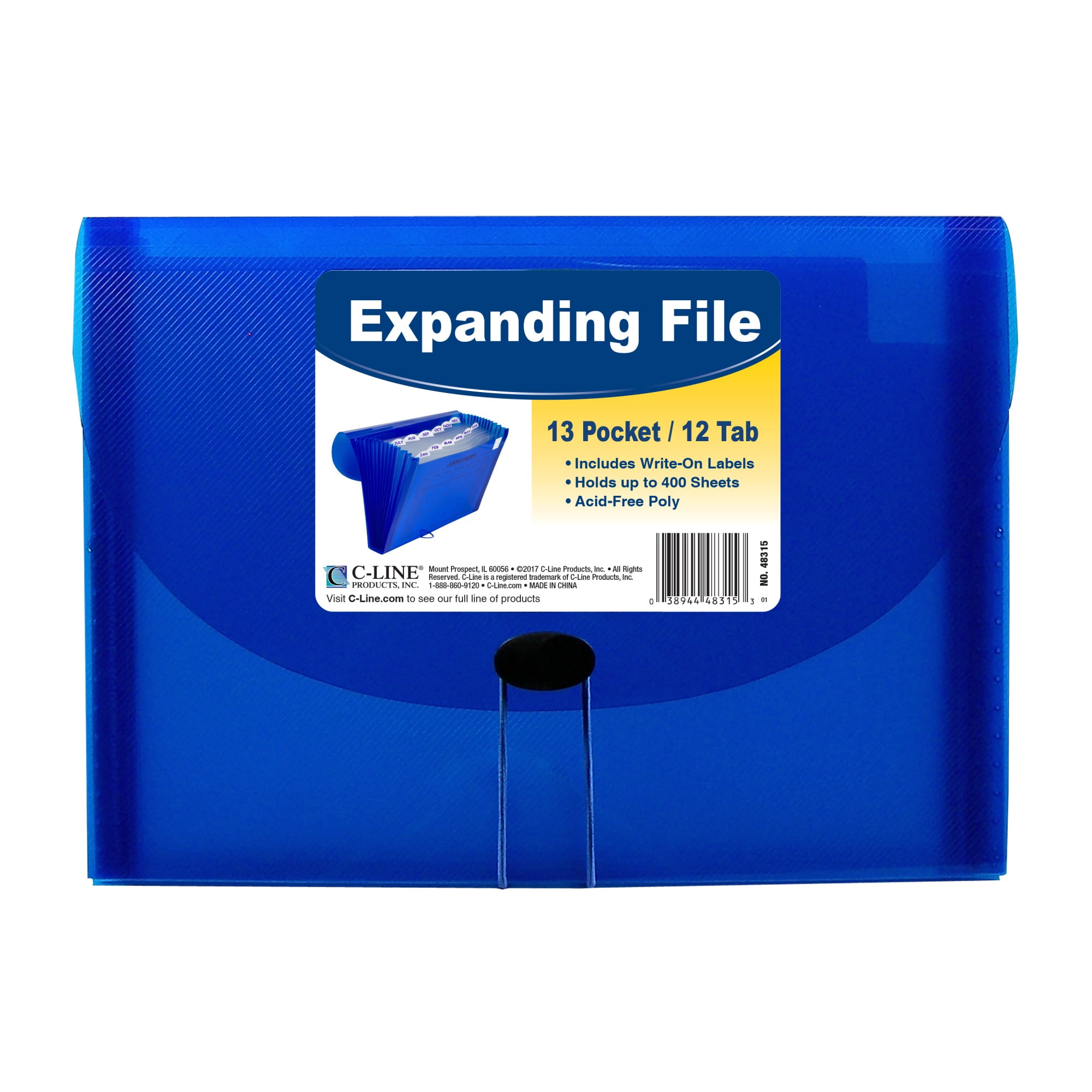 13-Pocket Letter Size Expanding File, Blue, 1/EA (set of 12 EA ...