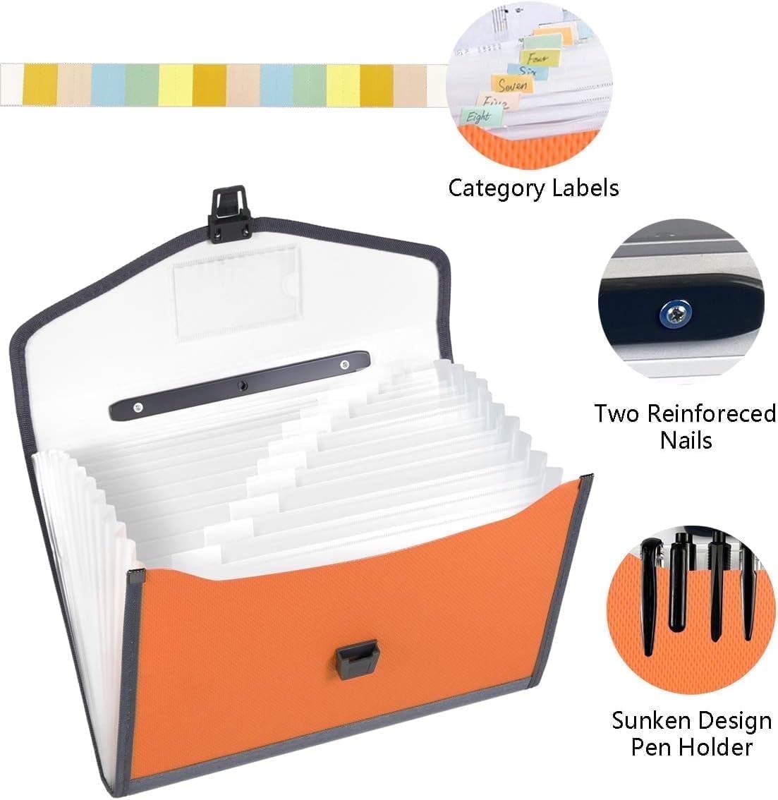 Police File Folder 13 Pockets Accodion Folder with Handle, TRANBO Legal Size Portable ...