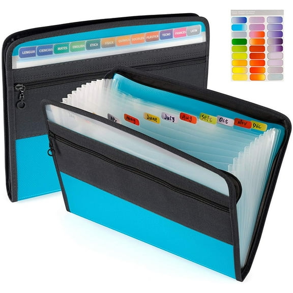 13 Pockets File Document Organizer with Sticky Labels Expanding File Folder Accordion File Folder Document Organizer Expanding Zip File Folder Letter A4 Paper Document Accordion Folder