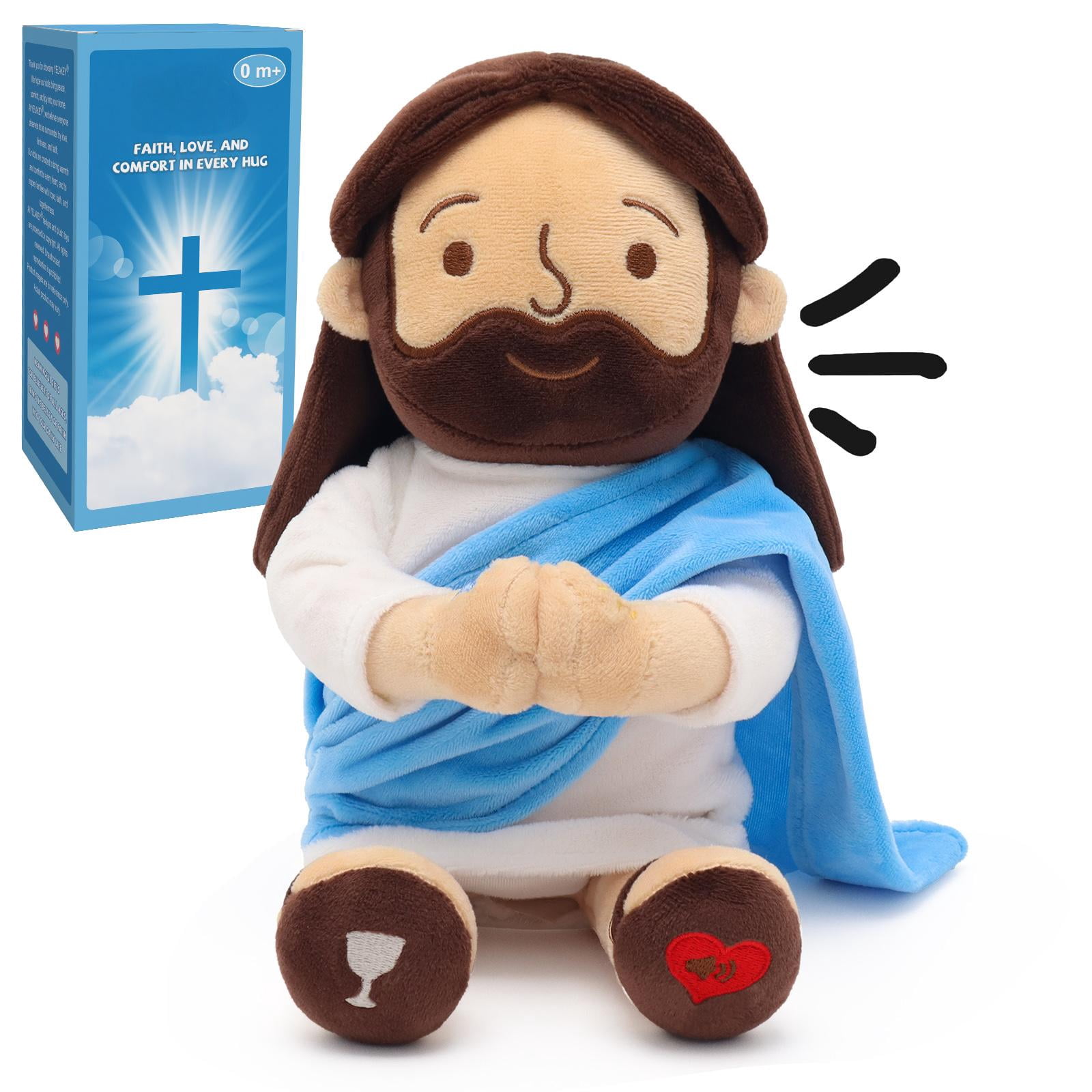 13" Praying Jesus Plush for Kids, Talking Jesus Plush Toy for Church Easter Gift, Jesus Stuffed Doll for Sunday School Religious and Baptisms Favors-Speaks 12 Prayers & 3 Songs