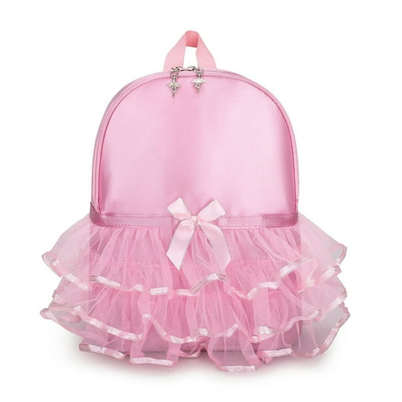 13"Princess Ballerina Backpack Dance Bag for Toddler Girls Nylon Backpack (Pink)