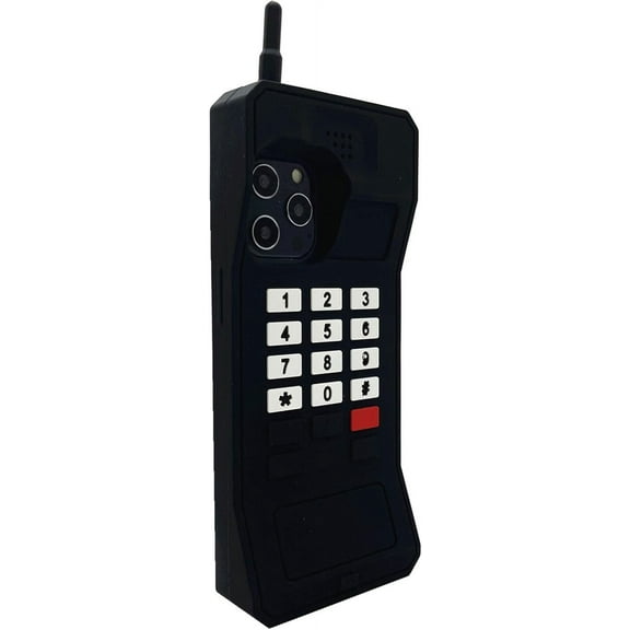 13 Pro Max Case 12 Pro Max Case for iPhone 13 Pro Max Case Cute iPhone 12 Pro Max Case Stand 3D Cartoon Retro Classic Cellular Phone Shaped Girls Women Silicone Cover for iPhone 13 Pro Max (Black)