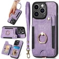 thumbnail image 1 of 13 Pro Max Phone Case,Card Holder Wallet for iPhone 13 Pro Max Case,Ring Holder Stand,RFID-Blocking,Wrist Strap,Camera Lens Protector,Leather Magnetic Protective Flip Cover for Women Men (Purple), 1 of 15