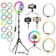 13" RGB Selfie Ring Light w/ Tripod Stand & Phone Holder 26 Modes 10 Brightness Level 120 LED Bulbs Dimmable Selfie Ringlight for Live Stream Makeup YouTube Video Photography Shooting