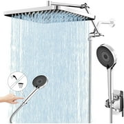 13" Rainfall Shower Head with Handheld Spray Combo, Dual Waterfall Showerhead Button Switch by Handheld, 3-Modes Hand Spray, Adjustable Extension Arm, 71 Inches Stainless Steel Hose(Chrome)