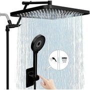 13" Rainfall Shower Head with Handheld Spray Combo, Dual Waterfall Showerhead Button Switch by Handheld, 3-Modes Spray, Adjustable Extension Arm, 71 Inches Stainless Steel Hose(Matte Black)