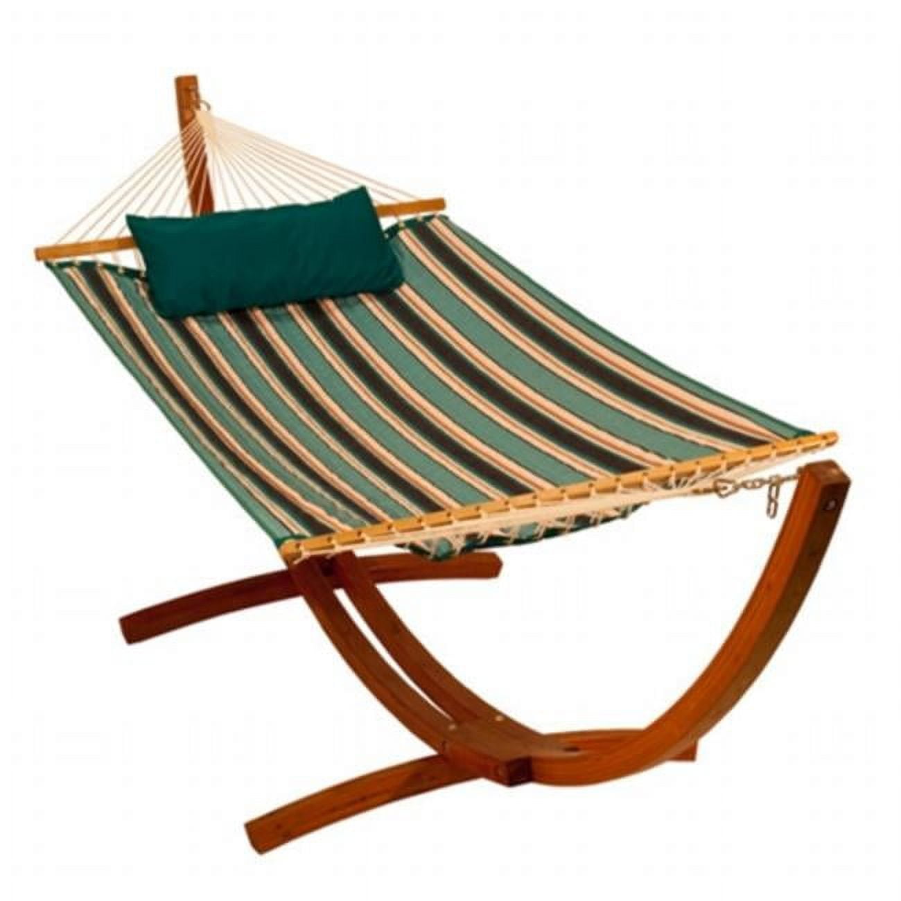 Algoma 13 ft. Reversible Sunbrella Quilted Hammock in Surfside Stripe and Teal