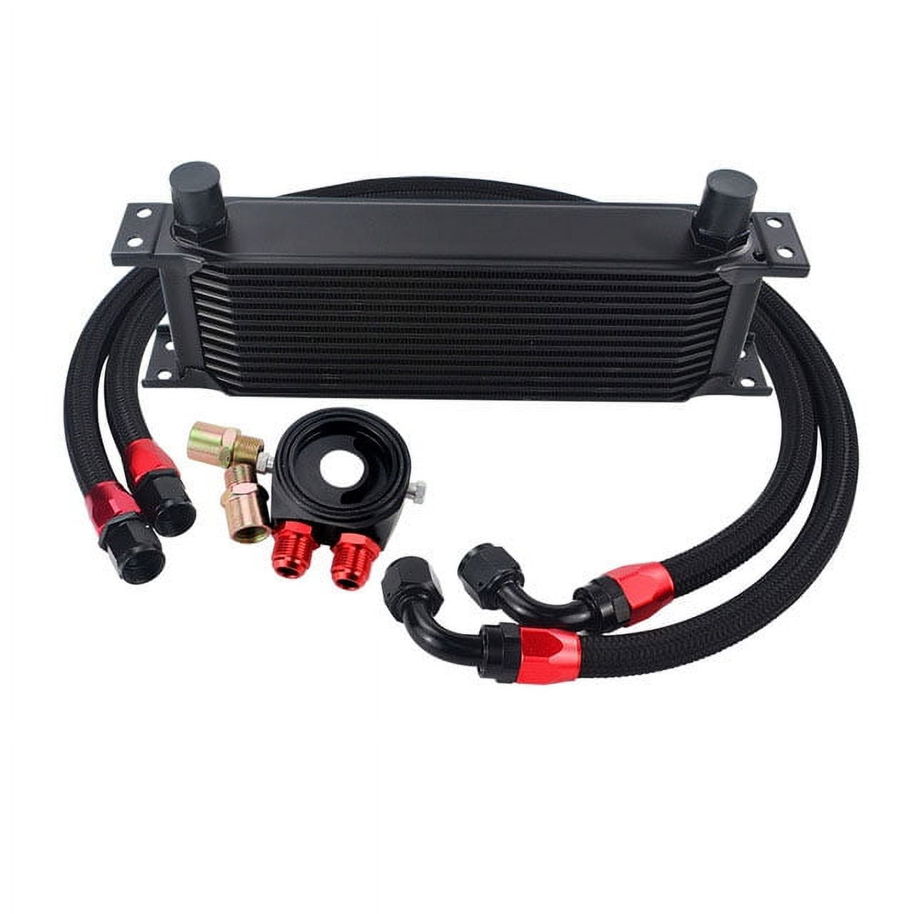 13 Row Oil Cooler KIT + Oil Filter Sandwich Adapter + Nylon Stainless