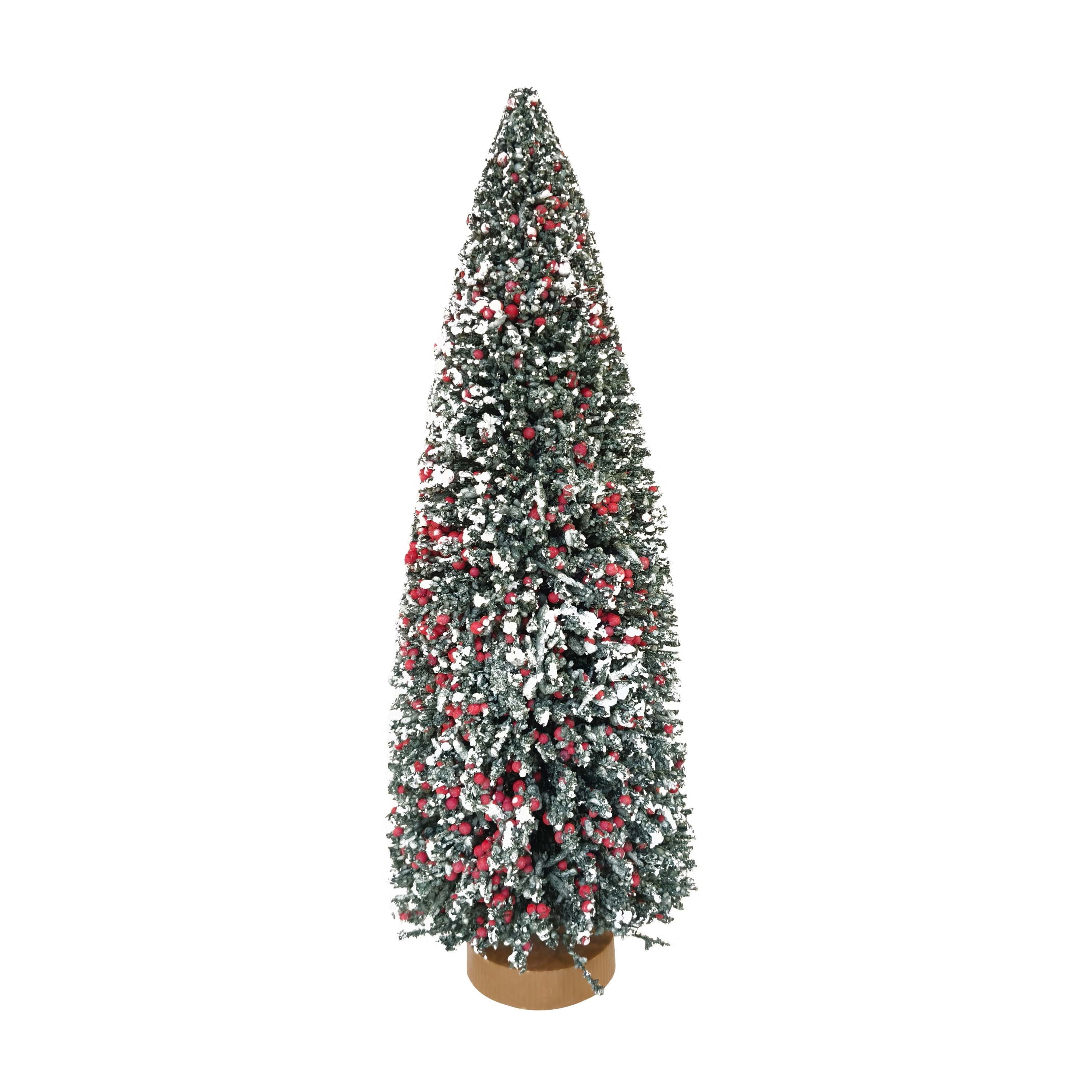 Christmas Village Snow-Flocked Berry Pine Tree, Multicolor, 13", by Holiday Time