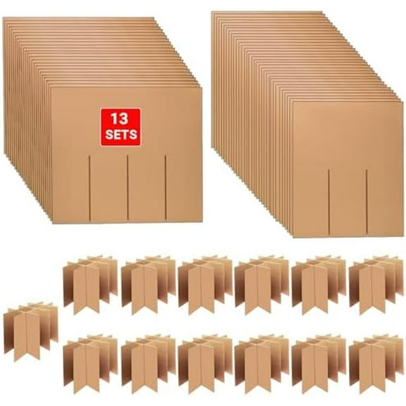 13 Sets Moving Box Glasses Divider Kits Cardboard dividers fit boxes about 16 x 12 x 12 inches for Kitchen Dish Packing Wine Glassware Cardboard Box Compartments Dividers (Box Not Included)