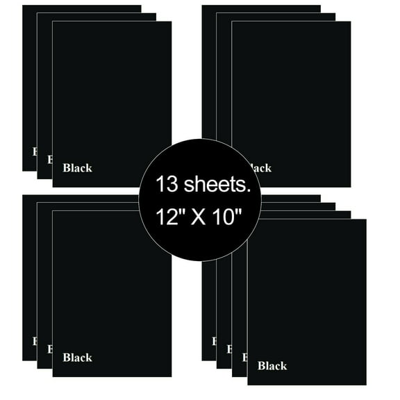 13 Sheets Black 12" x 10" HTV Iron On Heat Transfer Vinyl Paper for T-Shirts Cricut Silhouette