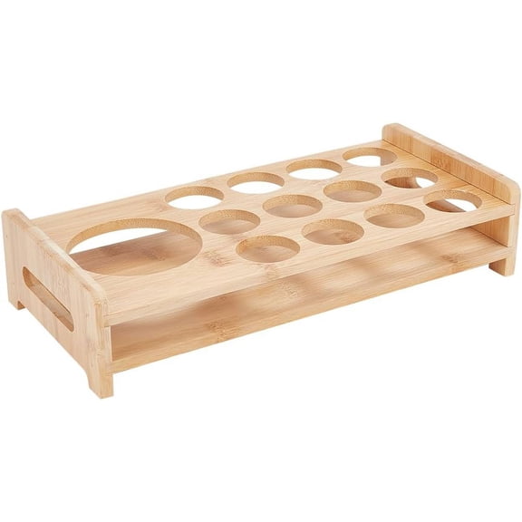 13 Shot Glass Tray Holder Bamboo Wooden Shot Rack Beer Wine Glasses Organizer Rack Thick Base Shot Glass Server for Family Party Bar Pub Restaurant Wheat
