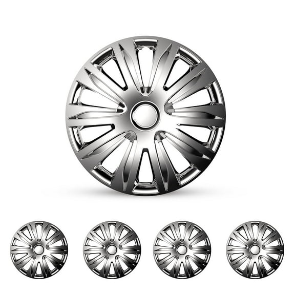 13" Silver Hubcaps/Wheel Covers for Most Cars,Set Of 4 Snap On Car Truck SUV Hub Cap ,ABS Material