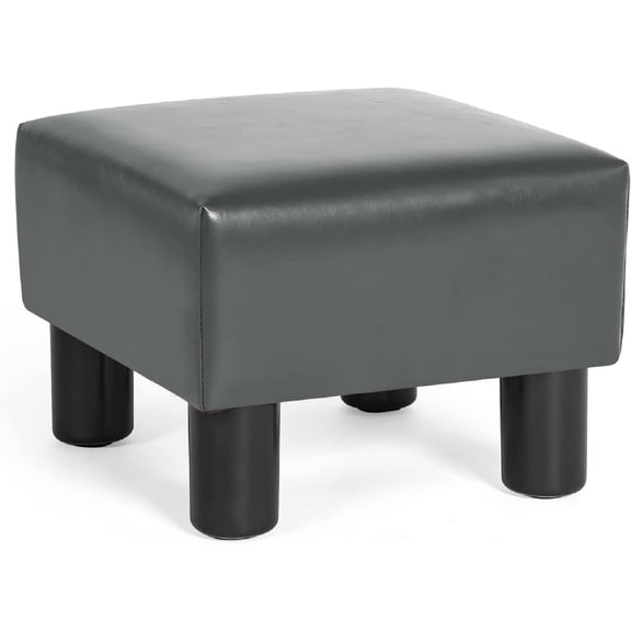 13'' Small Square Ottoman Footstool- Modern Soft Padded Footrest-Small Step Stool for Living Room, Office (PU Leather)