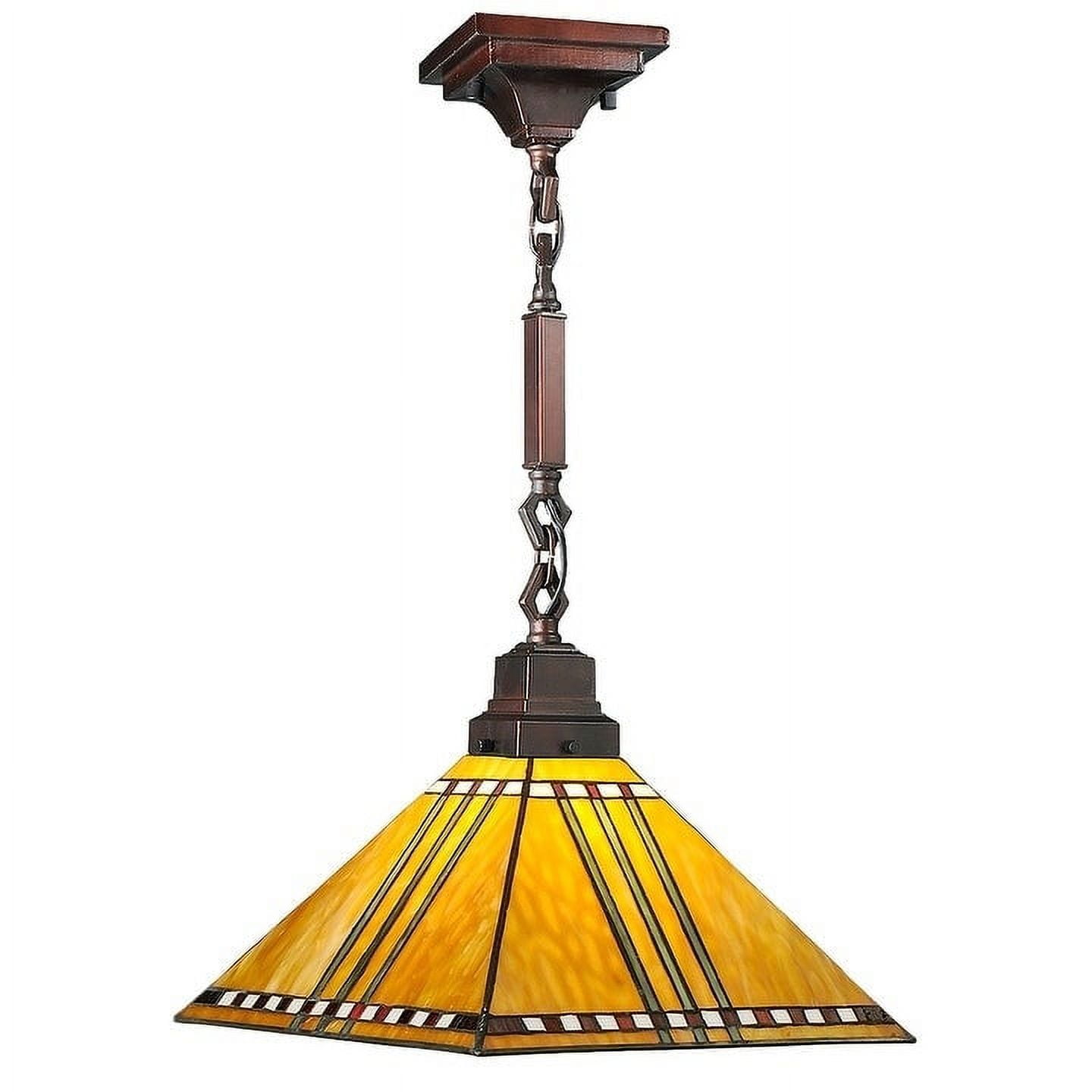 Mahogany Bronze and Glass Geometric Pendant Light