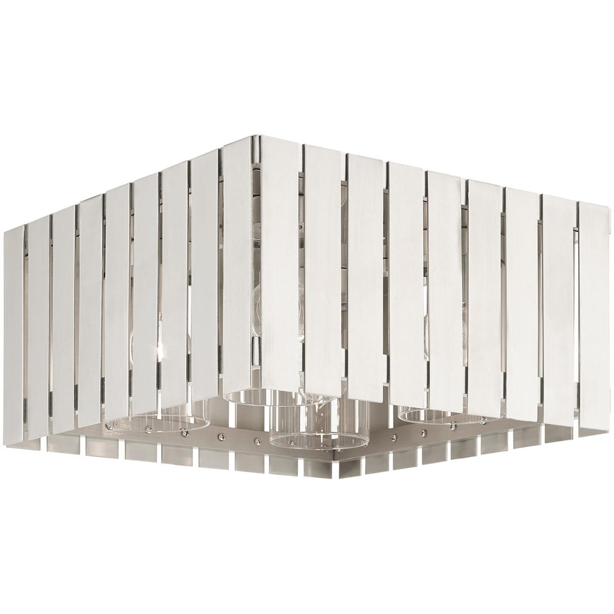 Sheffield Geometric Brushed Nickel 4-Light Indoor/Outdoor Flush Mount