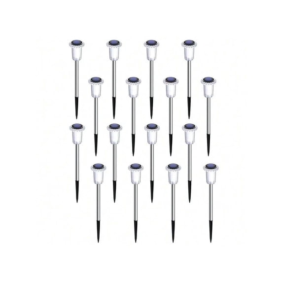 Kanstar Solar LED Landscape Pathway Lights, Stainless Steel, Waterproof, Auto On Off, Color Changing, 16 Pack, 13 Inch
