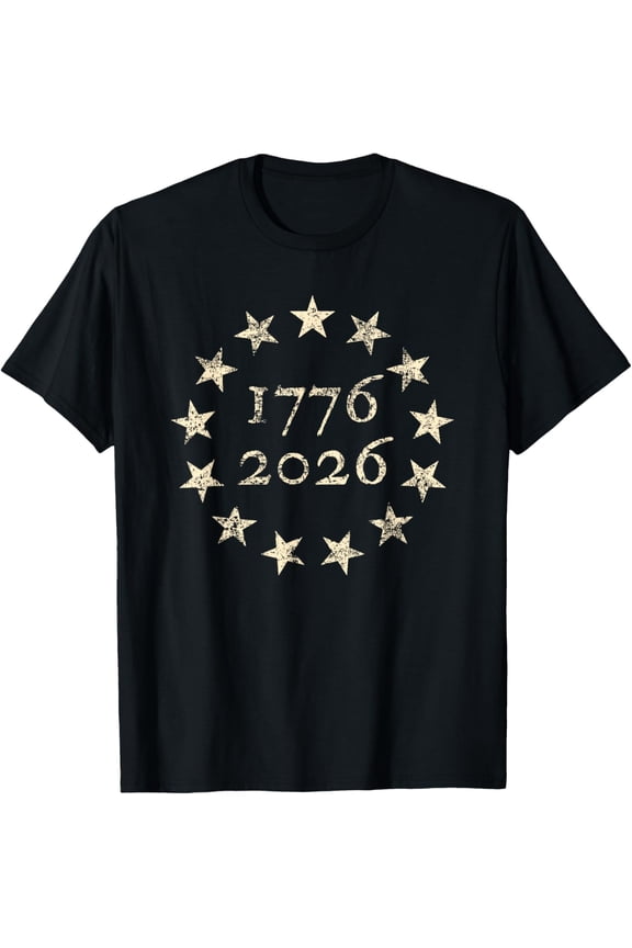 13-Star Betsy Ross Flag 250 4th of July 2026 Distressed Mens T-Shirt