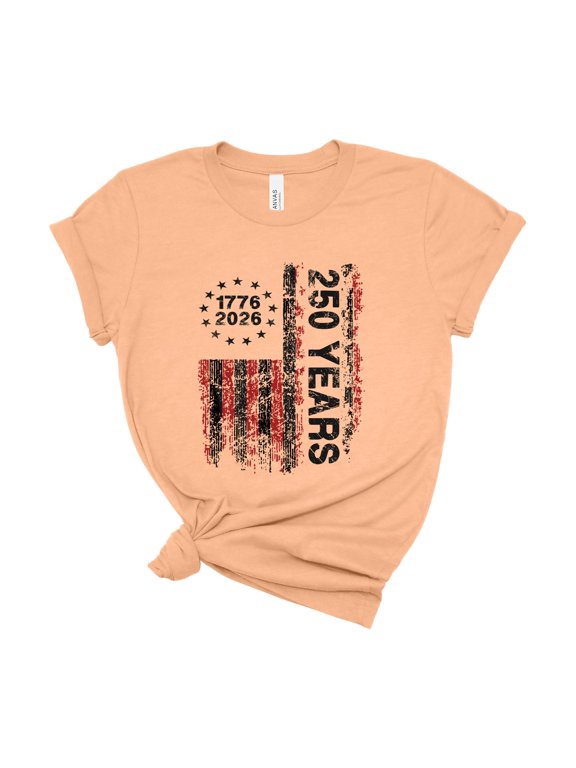 13 Star Betsy Ross Flag 250 Years Distressed Vertical Patriotic Tee 1776 2026