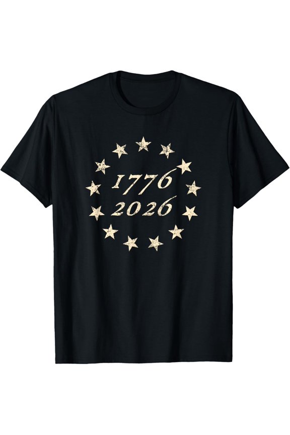 13-Star Ross Flag Usa 250 Years Anniversary Distressed 2025 Shirt BLACK Unisex S-5XL Shirt