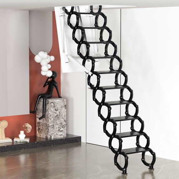 13 Steps Electirc acctic ladder Aluminum folding 12-15ft remote for loft home
