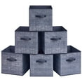 thumbnail image 1 of 13" Storage Cube Bin 6 Foldable Fabric Storage Bin with Double Handles for Living Room Bedroom Office Navy Blue, 1 of 9