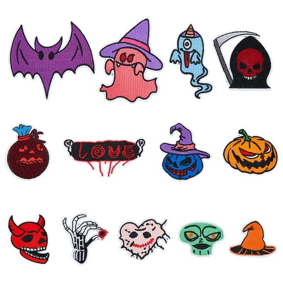 13 Style Themed Embroidery Patches Pumpkin Pattern Iron on Patches Embroidered Cloth Repair Appliques Costume Accessories for making