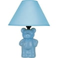 thumbnail image 1 of 13" Tall Ceramic Table Lamp, Teddy Bear design with Light Blue finish, Linen Shade, 1 of 2