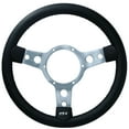 thumbnail image 1 of 13" Traditional Classic Car Steering Wheel Black Leather 3 Spoke Centre 6 Hole, 1 of 3