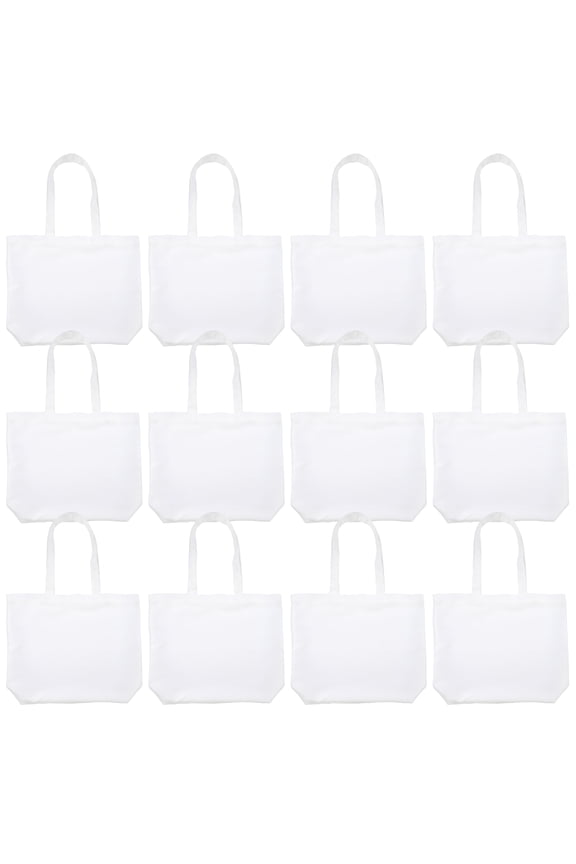 13" Unfinished Sublimation Tote by Make Market – White Polyester - Reusable & Customizable - Sublimation-Ready for DIY Printing Projects - 12 Pack