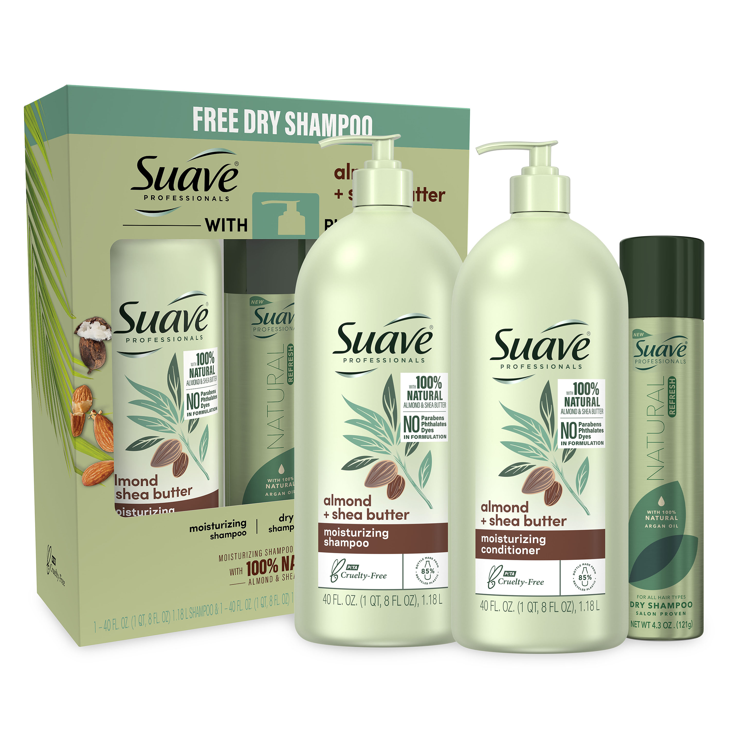 ($13 Value) Suave Professionals Shampoo and Conditioner Holiday Gift Set, Almond and Shea Butter, 3 Piece - image 1 of 5