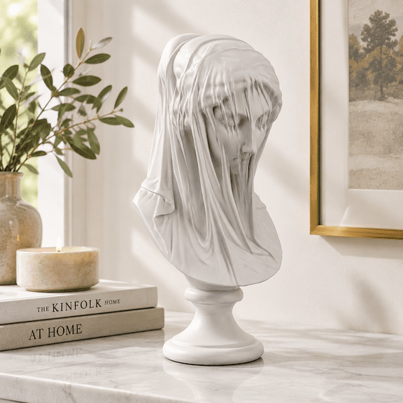 13" Veiled Maiden Bust Statue Roman Greek Mythology Home Decor Sculpture