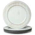 "13"" Round Vintage Charger Plates, Beaded White Dining Chargers Set of