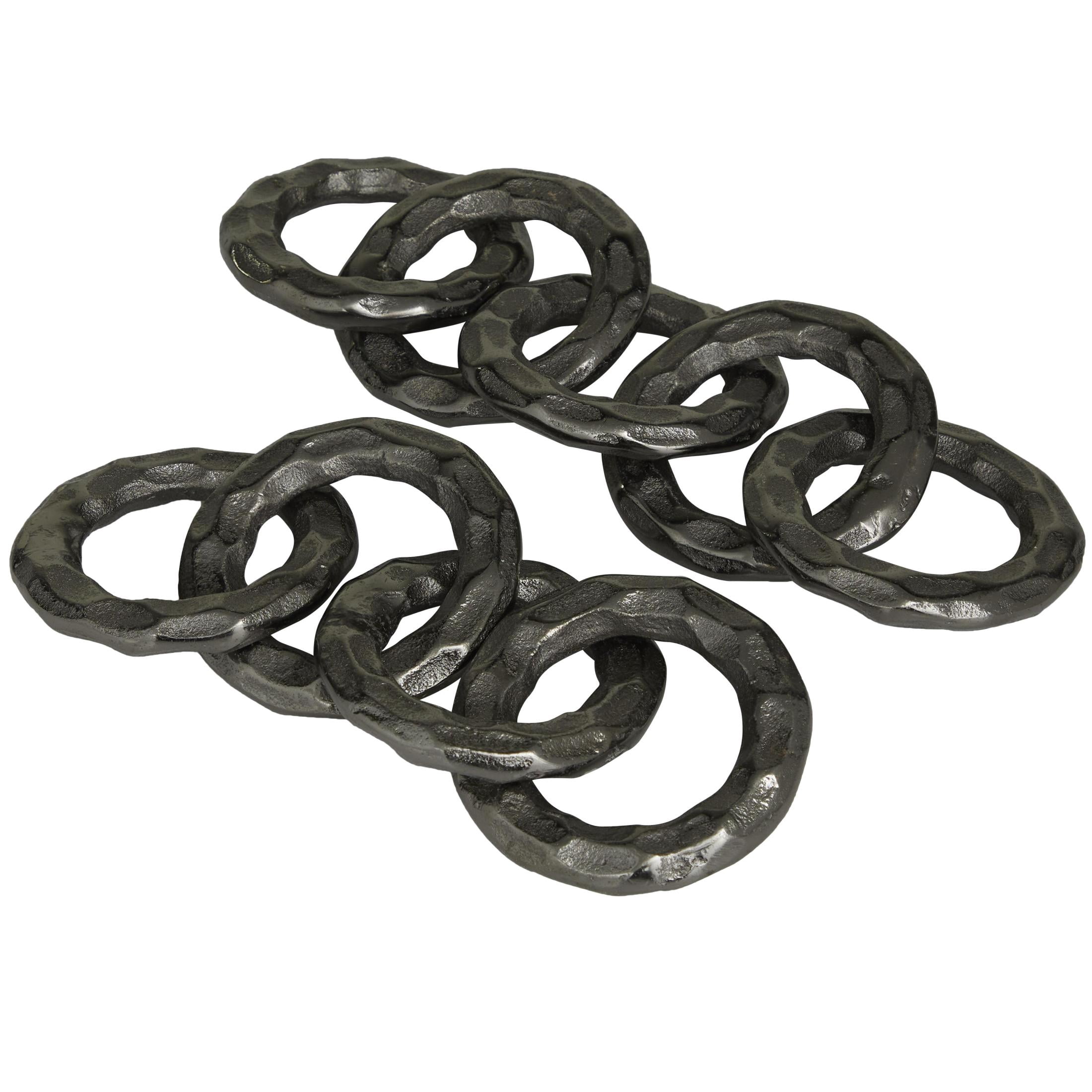 13"W, 2"H Black Aluminum Metal Chain Sculpture, by CosmoLiving by Cosmopolitan (2 Count)