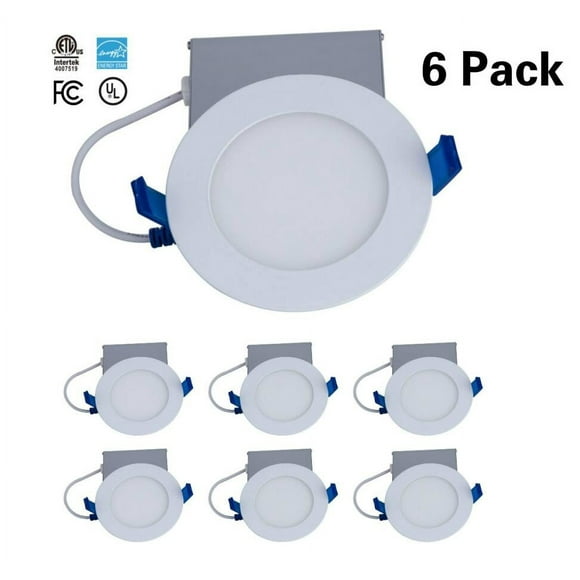 13 W 6" Ultra-Thin Recessed Ceiling Light with Junction Box, 5000K Daylight,Dimmable Can-Killer Downlight, 850lm 100W Eqv. ETL and Energy Star Certified, Pack of 6