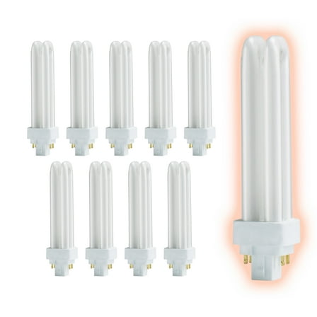 13 Watt CFL Light Bulbs | 4 Pin G24Q-1 Base 2700K Soft White | 13W High Output 900 Lumens | Double Tube Compact Fluorescent Light Bulbs Plug-in | 10 Pack by GoodBulb