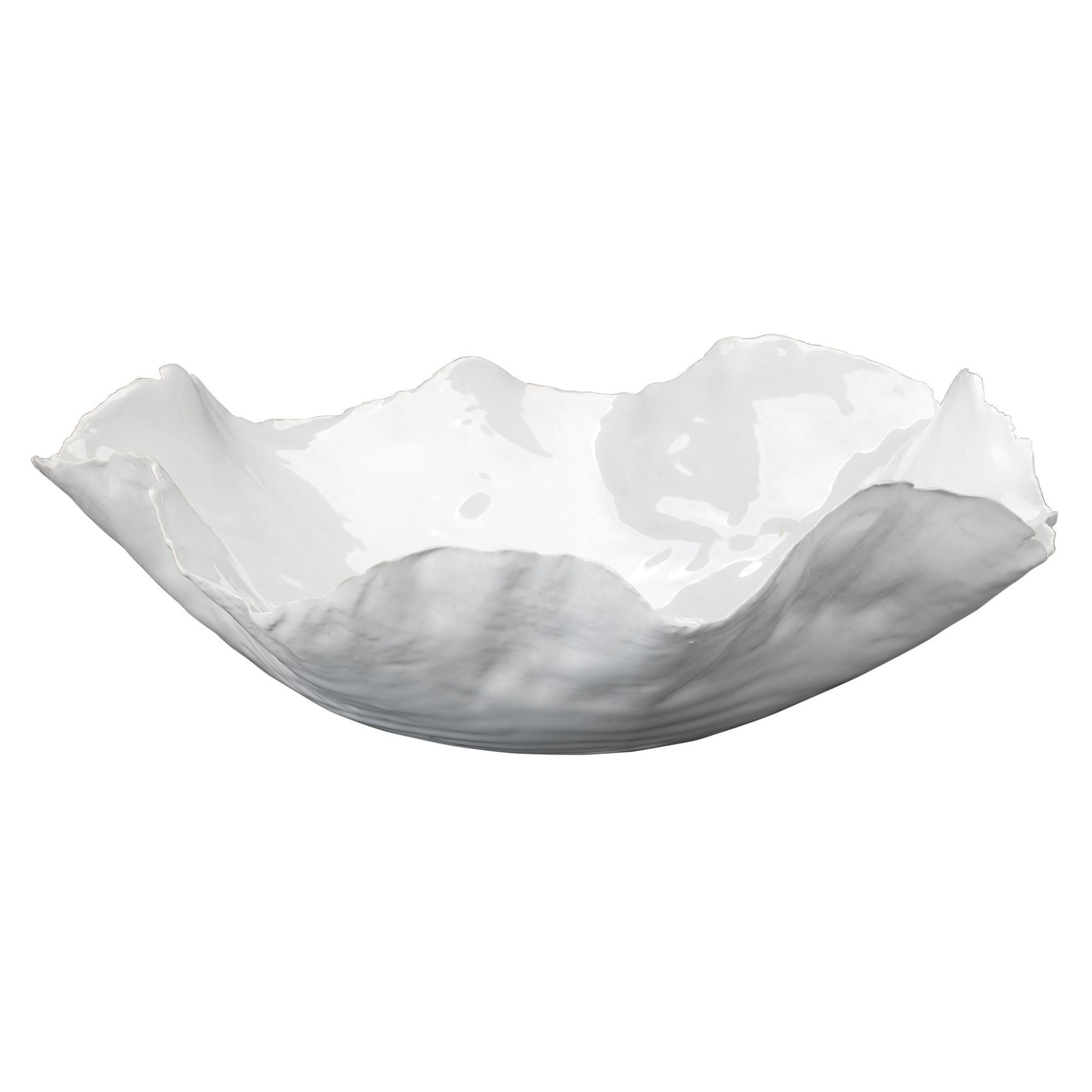 Handcrafted White Ceramic Decorative Bowl with Stand