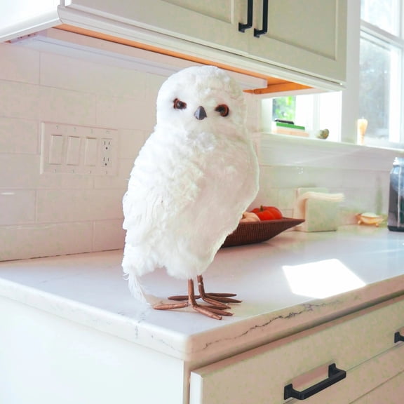 13" White Owl Decor