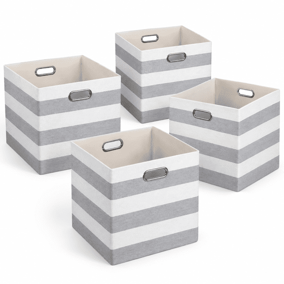 13 X 13 13 Inch Linen Stripe Storcubes For Home Organizing Pack Of 4