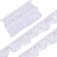 thumbnail image 1 of 13 Yard 1.2 Inch Organza Lace Pleated Fabric Trims Sequin Elastic Edge Ribbon Gathered Mesh Stretch Ruffled Floral Fringe Applique for Sewing Gift Package Wrapping Dress Cloth Crafts White, 1 of 9