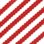 13 Yard 5/8 inch Gimp Braid Trim Polyester Red Metallic Edge Woven S Wave Lace Ribbon Fabric Upholstery Hand DIY Crafts for Gift Cable Ties Sewing Curtain Slipcover Costume Accessories diy
