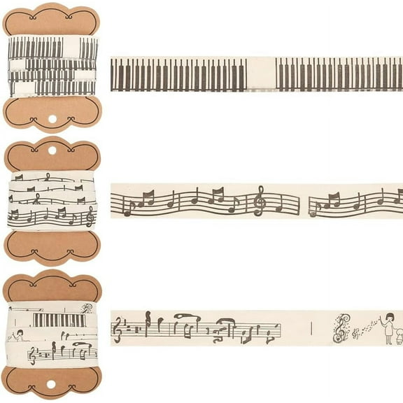 13 Yards 3 Styles Musical Notes Ribbons 0.8 Inch Wide Musical Notes Craft Ribbon Printed Musical Notation Cotton Ribbon for DIY Gift Packaging Party Decoration Sewing Craft