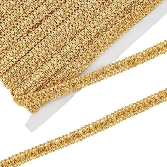13 Yards Basic Trim Decorative Gimp Braid 3/8 inch Wide Gold Gimp Braid Trim Handmade Basic Trim Polyester Woven Braid Trim Sewing Trim for Curtain Slipcover DIY Craft Costume Home Decor