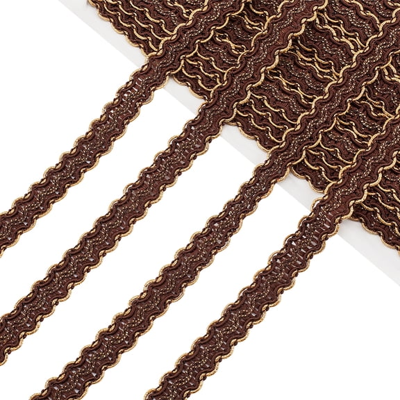 13 Yards Brown Gimp Braid Trim 0.6 inch Lace Ribbon Decorative Fabric Ribbon Sewing Craft Trim for Sewing Upholstery Curtain Costume Clothes