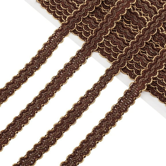 13 Yards Brown Gimp Braid Trim 0.6 inch Polyester Lace Ribbon Decorative Fabric Ribbon Sewing Craft Trim for Sewing Upholstery Curtain Costume Clothes Home Decor