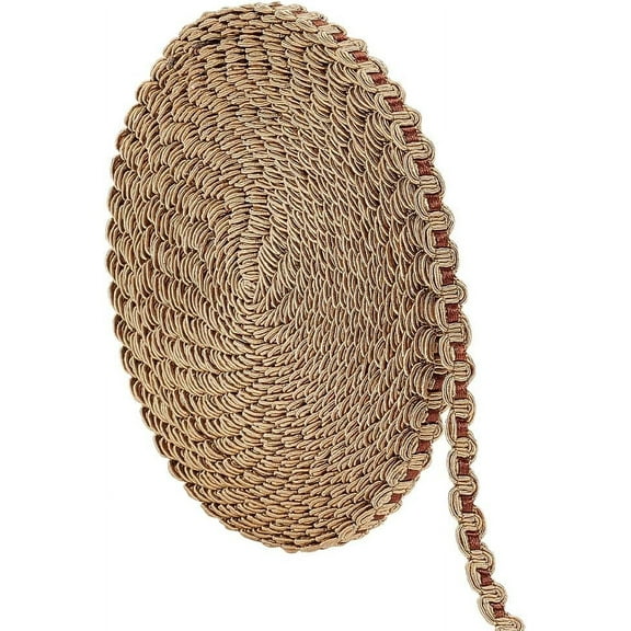 13 Yards Gimp Braid Trim 1/2 inch Wave Pattern Polyester Ribbon Golden Polyester Woven Fabric Trim Decorative Lace for Curtain Costume Slipcover Upholstery Sewing Home Decor