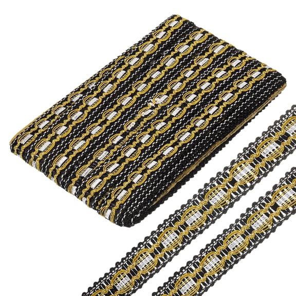 13 Yards Gimp Braid Trim, 3/4 inch Wide Curtain Fabric Trim,Upholstery Trim for Sewing DIY Crafts Black